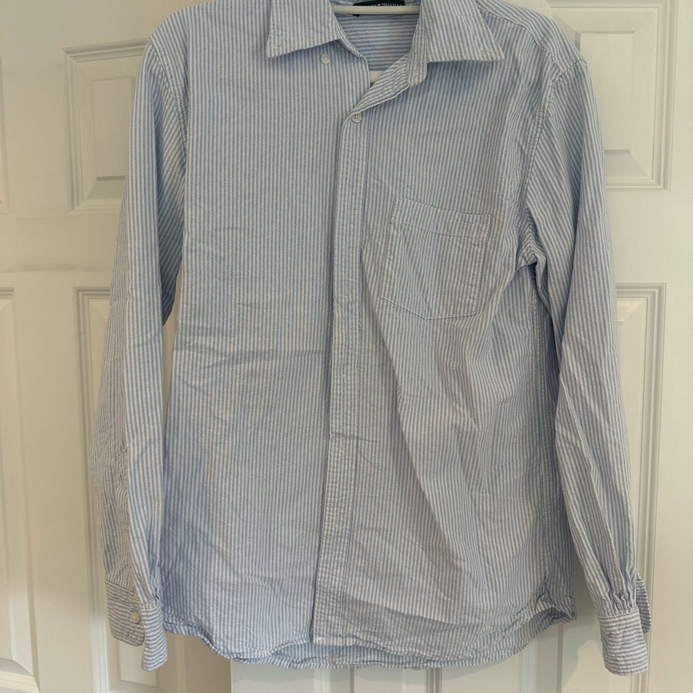 Brandy Melville Light Blue Striped Seesucker Button Down Shirt